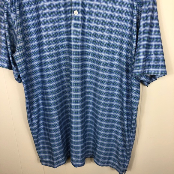 Nike Dri-Fit UV Blue Plaid Check Golf Polo Sz L - Picture 3 of 9